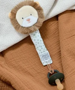 Doudou et Compagnie Attache sucette Lion - Couleurs Savane - 18 cm - Vert><noscript><img width=