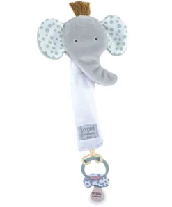 Doudou et Compagnie Attache sucette éléphant - 18 cm - gris clair> Attache Sucette