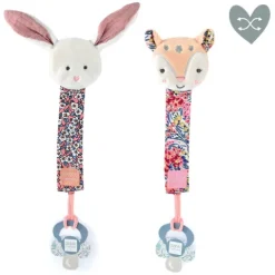 Doudou et Compagnie Attache tétine lapin rose ou faon Boh'aime -18 cm> Attache Sucette