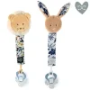 Doudou et Compagnie Attache tétine lion ou lapin bleu Boh'aime - 18 cm> Attache Sucette