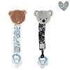 Doudou et Compagnie Attache tétine ours ou koala Boh'aime - Bleu - noir- 18 cm> Attache Sucette