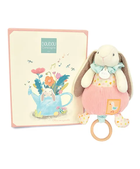 Doudou et Compagnie Boite à musique rose LAPIN CIBOULETTE - 20 cm> Boîte À Musique