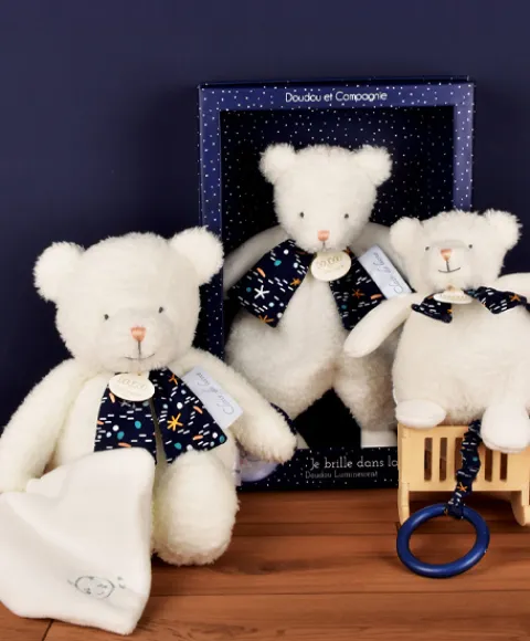 Doudou et Compagnie Boite a musique luminescente ours - 17 cm - Clair de Lune> Boîte À Musique