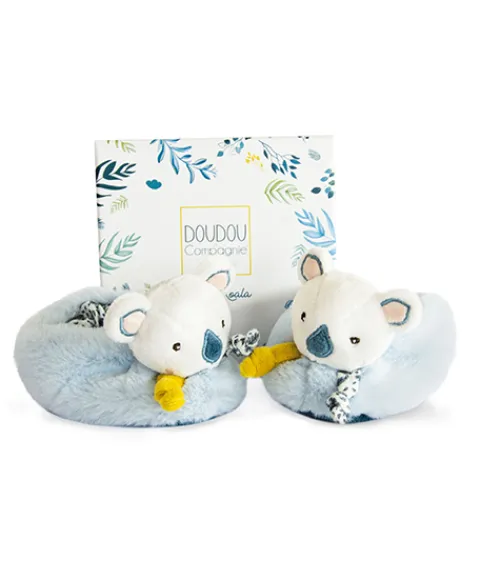 Doudou et Compagnie Chaussons bébé avec hochets Yoca le koala - 0/6 mois> Chaussons