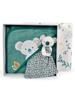 Doudou et Compagnie Coffret cadeau cape de bain et Doudou Yoca le koala - 80 x 80 cm><noscript><img width=