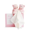 Doudou et Compagnie Coffret cadeau de 2 doudous mouchoir Ours roses> Petit Format