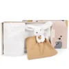 Doudou et Compagnie Coffret cadeau naissance plaid et Doudou Lapin Happy Wild - 70 x 100 cm> Doudou Mouchoir|Petit Format