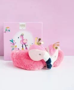 Doudou et Compagnie Coffret chaussons Bébé - Flamant rose 0-6 Mois> Chaussons