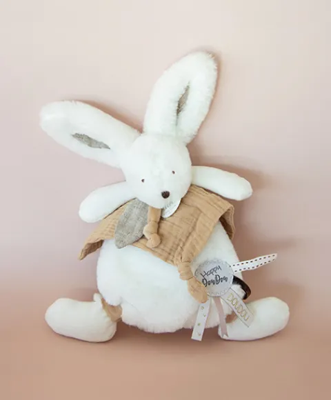 Doudou et Compagnie Coffret Doudou plat Lapin beige - Happy Wild - 25 cm> Doudou Plat