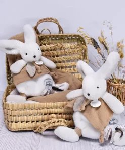 Doudou et Compagnie Coffret Doudou plat Lapin beige - Happy Wild - 25 cm><noscript><img width=