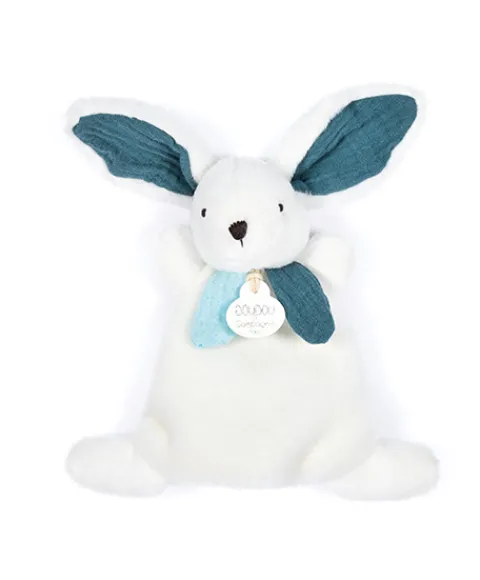 Doudou et Compagnie Coffret Mini Doudou Lapin bleu - Happy Pop - 17 cm> Petit Format|Doudou Plat
