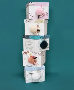 Doudou et Compagnie Coffret Pantin Lapin rose - Happy Blush - 25 cm><noscript><img width=