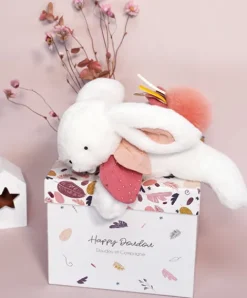 Doudou et Compagnie Coffret Pantin Lapin Vieux rose - Happy Boho - 25 cm><noscript><img width=