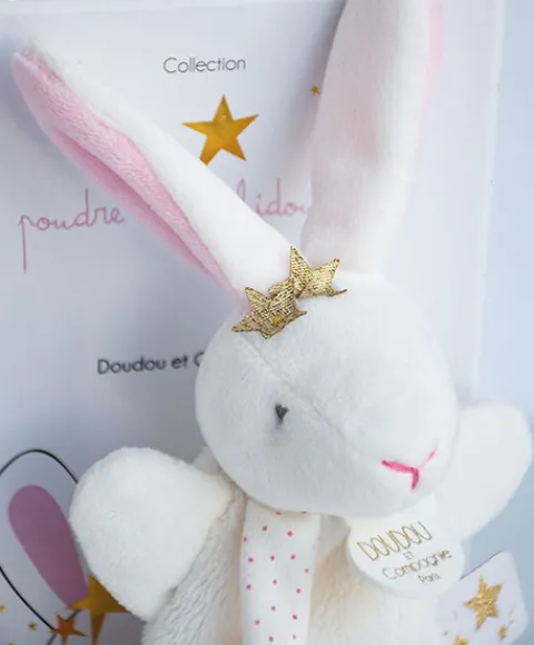 Doudou et Compagnie Doudou attache sucette lapin étoile rose - 15 cm> Petit Format|Doudou Plat