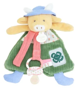 Doudou et Compagnie Doudou attache-sucette Vache Anette - 19 cm> Doudou Attache-Sucette