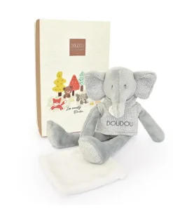 Doudou et Compagnie Doudou Elephant gris avec mouchoir - Sweety - 25 cm><noscript><img width=
