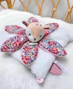 Doudou et Compagnie Doudou FAON blanc avec pétales - BOH'AIME -> Doudou Plat