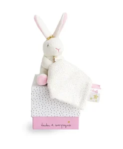 Doudou et Compagnie Doudou lapin mouchoir rose lapin étoile - 10 cm><noscript><img width=