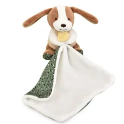 Doudou et Compagnie Doudou mouchoir chien vert et marron - 11 cm><noscript><img width=