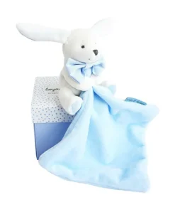 Doudou et Compagnie Doudou mouchoir lapin bleu - 10 cm - Boite fleur> Doudou Mouchoir|Petit Format