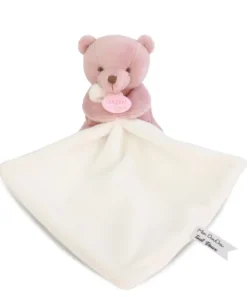 Doudou et Compagnie Doudou mouchoir- Mon petit ourson - Rose - 10 cm> Petit Format