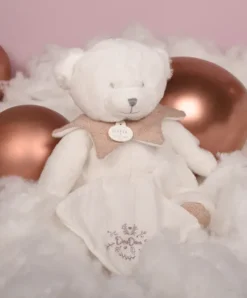 Doudou et Compagnie Doudou mouchoir ours Rose - 30 cm - Collection Anniversaire><noscript><img width=