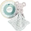 Doudou et Compagnie Doudou mouchoir Souris grise - vert en coton BIO - 15 cm> Doudou Mouchoir|Petit Format