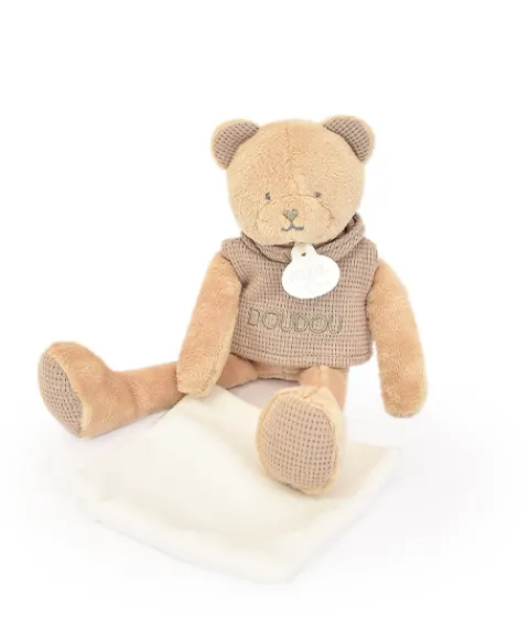 Doudou et Compagnie Doudou Ours marron avec mouchoir - Sweety - 25 cm> Doudou Mouchoir|Peluche Avec Doudou