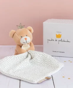 Doudou et Compagnie Doudou ours mouchoir marron Petit Roi - 10 cm><noscript><img width=