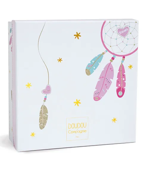 Doudou et Compagnie Doudou plat Chat rose - Attrape-rêves - 20 cm> Doudou Plat