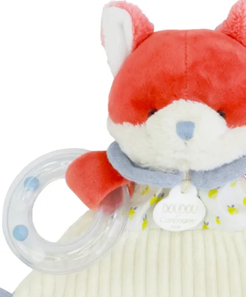 Doudou et Compagnie Doudou plat hochet billes - Renard Romarin - 21 cm> Doudou Plat|Hochets Et Pantins D'Activités