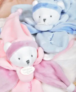 Doudou et Compagnie Doudou plat Ours Collector rose - 24 cm><noscript><img width=