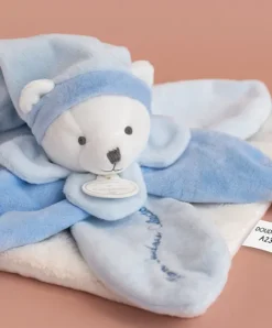 Doudou et Compagnie Doudou plat Ours Collector bleu - 24 cm> Doudou Plat