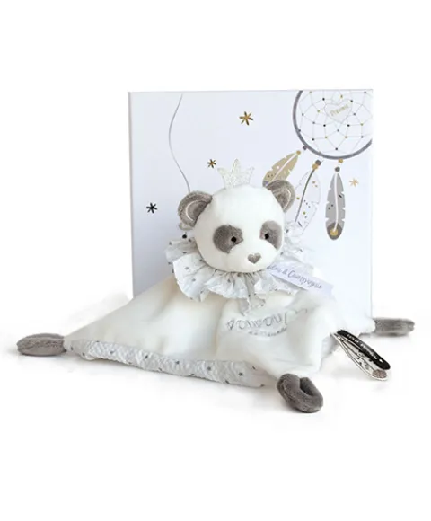 Doudou et Compagnie Doudou plat Panda gris - Attrape-rêves - 20 cm> Doudou Plat