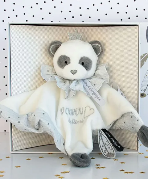 Doudou et Compagnie Doudou plat Panda gris - Attrape-rêves - 20 cm> Doudou Plat