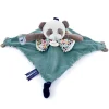 Doudou et Compagnie Doudou plat panda vert avec marionnette à doigt - 30 cm> Doudou Plat|Marionnettes