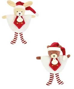 Doudou et Compagnie Doudou plat petit lutin Noël rouge et blanc - Modèle aléatoire- 17 cm> Petit Format|Doudou Plat