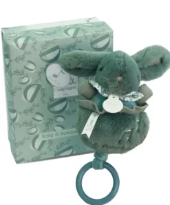 Doudou et Compagnie Lapin DOUDOU® - boite à musique lapin - 20 cm - Vert> Boîte À Musique