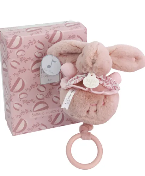 Doudou et Compagnie Lapin DOUDOU® - boite à musique lapin - 20 cm - Rose> Boîte À Musique
