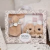 Doudou et Compagnie Lapin Doudou - Coffret cadeau Chaussons et Doudou Beige 15 cm> Petit Format|Doudou Plat