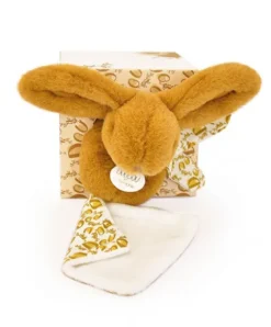 Doudou et Compagnie Lapin DOUDOU® - Peluche lapin jaune moutarde avec doudou assorti - 16 cm><noscript><img width=