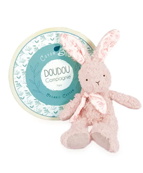 Doudou et Compagnie Lapin peluche rose en coton Bio 25 cm> Doudous En Coton Bio|Peluches