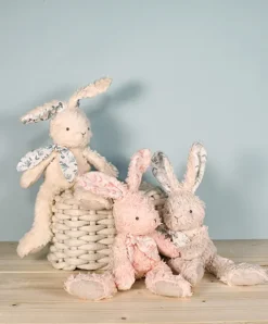 Doudou et Compagnie Lapin peluche rose en coton Bio 25 cm><noscript><img width=