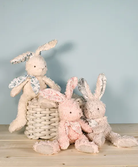 Doudou et Compagnie Lapin peluche rose en coton Bio 25 cm> Doudous En Coton Bio|Peluches