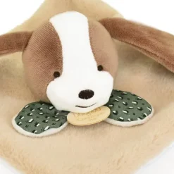 Doudou et Compagnie Mini Doudou chien plat marron et beige - 19 cm> Petit Format|Doudou Plat