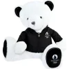 Doudou et Compagnie Ours en peluche blanc avec veste noire JO2024 - 40 cm - Collection Premium> Peluches|Les Ours En Peluche
