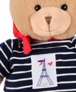 Doudou et Compagnie Ours en peluche marron avec marinière et béret - 28 cm><noscript><img width=