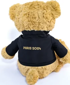 Doudou et Compagnie Ours en peluche marron Paris 2024 avec veste noire zippée - 40 cm><noscript><img width=