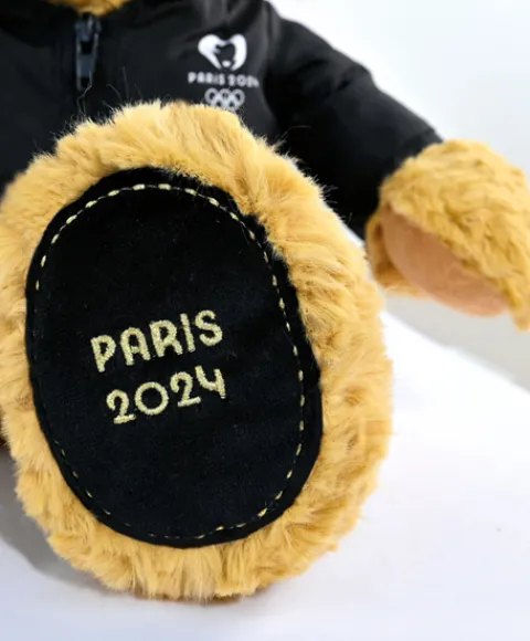 Doudou et Compagnie Ours en peluche marron Paris 2024 avec veste noire zippée - 40 cm> Peluches|Les Ours En Peluche