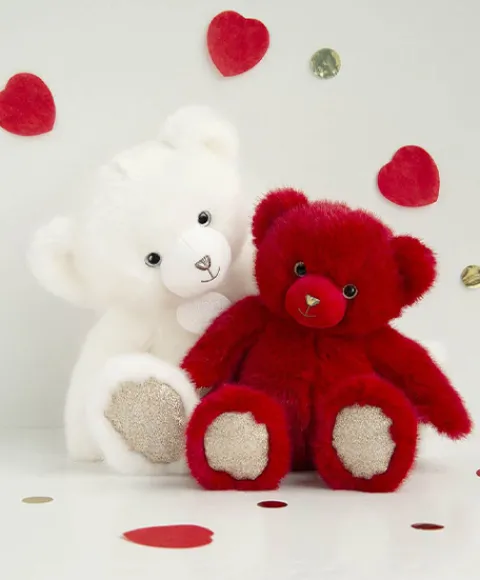 Doudou et Compagnie Ours en peluche rouge baiser- Collection - 30 cm> Peluches